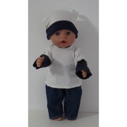 sportief setje wit met blauw baby born 43cm