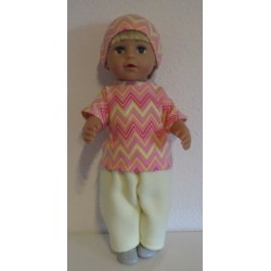 complete set geel met roze gestreept baby born 43cm