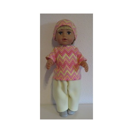 complete set geel met roze gestreept baby born 43cm