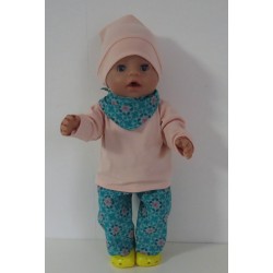 herfst setje groen met roze baby born 43cm