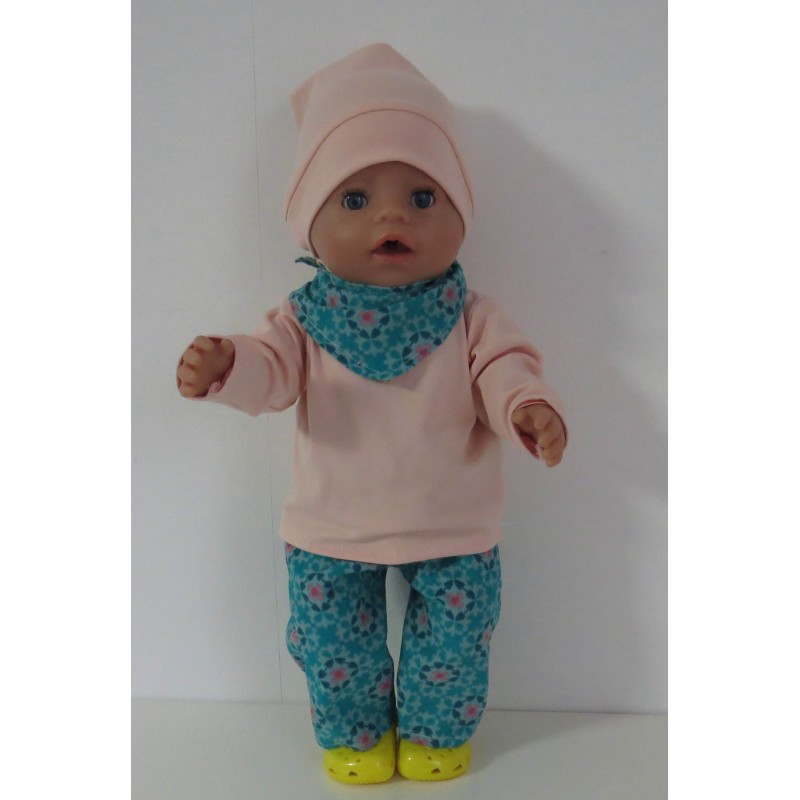 herfst setje groen met roze baby born 43cm