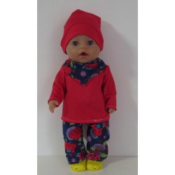 herfst setje blauw met bloemen baby born 43cm