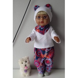 herfst setje blauw met bloemen baby born 43cm
