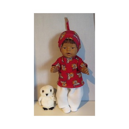 complete set met leeuwen rood baby born 43cm