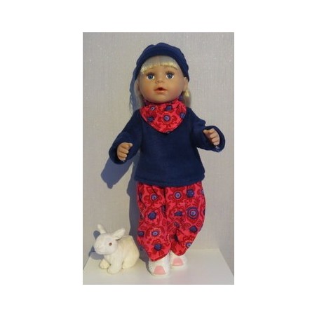 herfst setje rood met blauw baby born 43cm