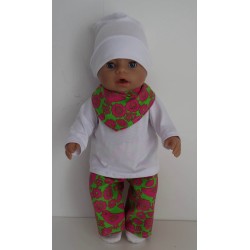herfst setje groen met vogels roze baby born 43cm