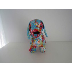 knuffel teckel gekleurd met blauw  30/25cm
