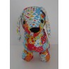knuffel teckel gekleurd met wit  30/25cm