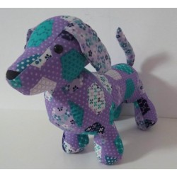knuffel teckel lila met lila  30/25cm