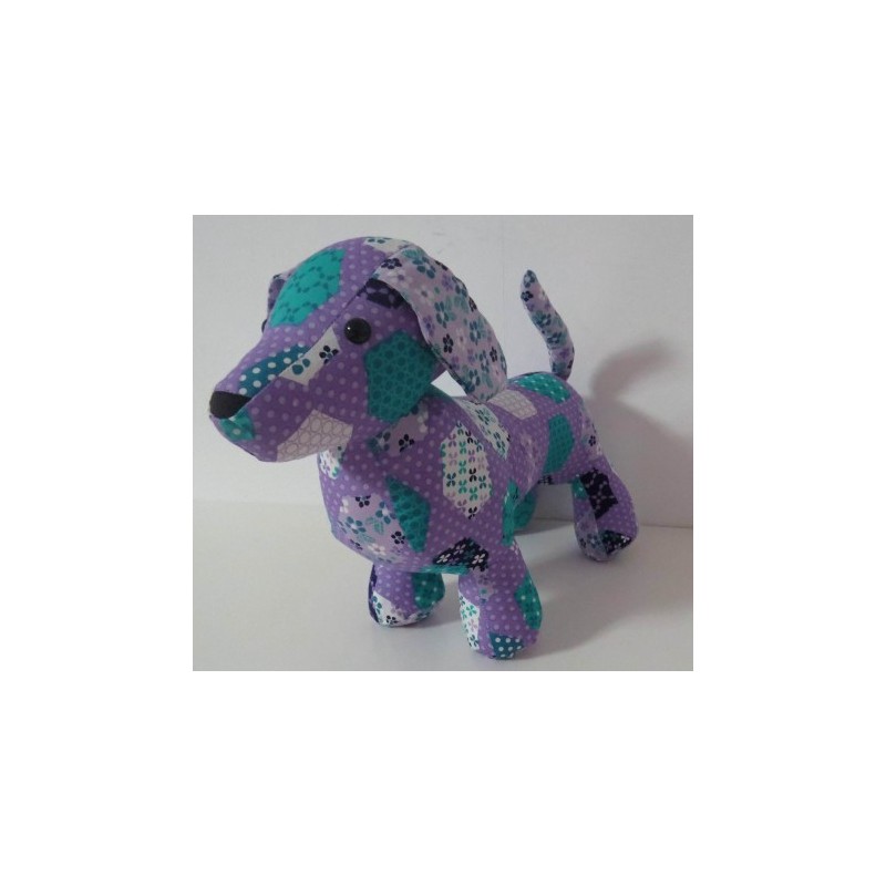 knuffel teckel lila met lila  30/25cm