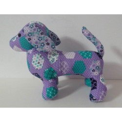 knuffel teckel lila met lila  30/25cm