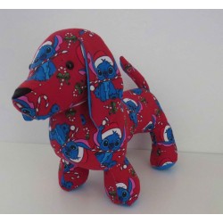 knuffel teckel rood stitch kerst  30/25cm