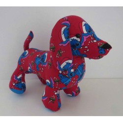 knuffel teckel rood stitch kerst  30/25cm