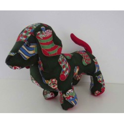 knuffel teckel kerst groen sokken  30/25cm