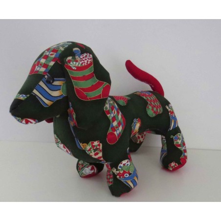 knuffel teckel kerst groen sokken  30/25cm