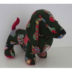 knuffel teckel kerst groen sokken  30/25cm