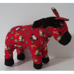 knuffel ezel rood kerst 38/33cm