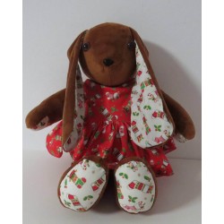 knuffel konijn 36cm met kerstjurk rood