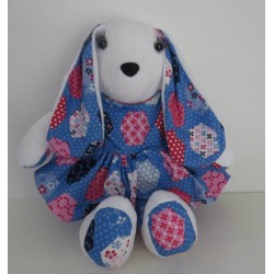 knuffel konijn 36cm met blauwe jurk