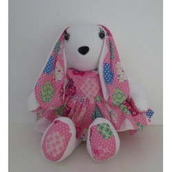 knuffel konijn 36cm met roze jurk