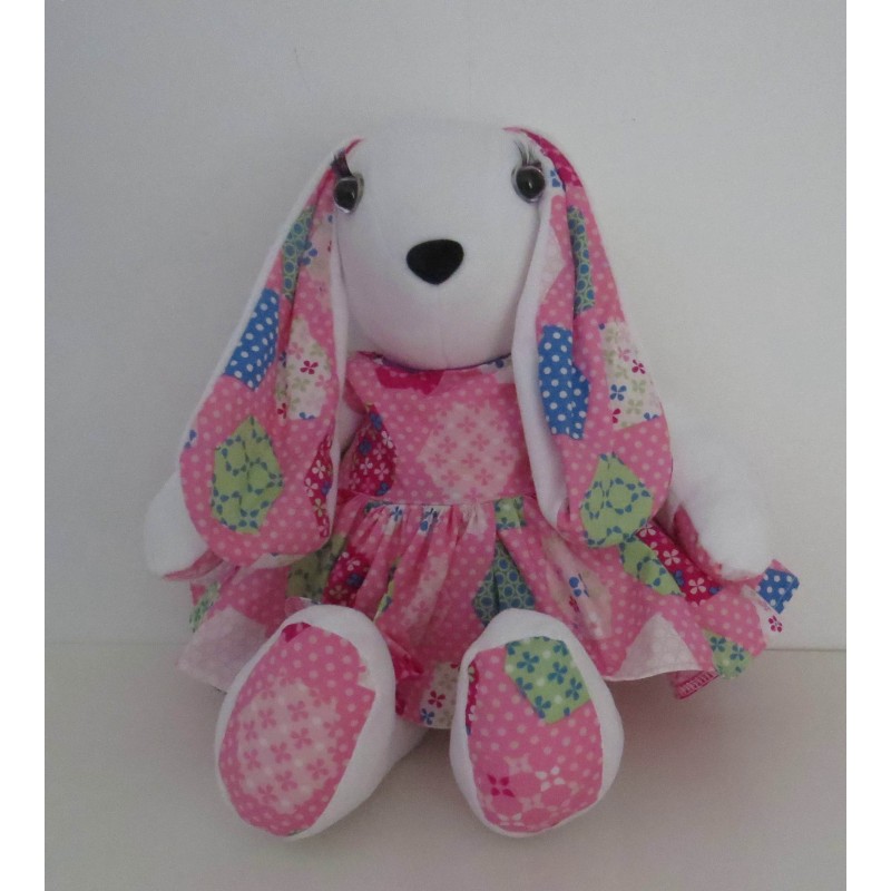 knuffel konijn 36cm met roze jurk