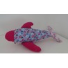 knuffel dolfijn roze met blauw  42cm