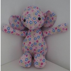 knuffel olifant roze gebloemd 36cm
