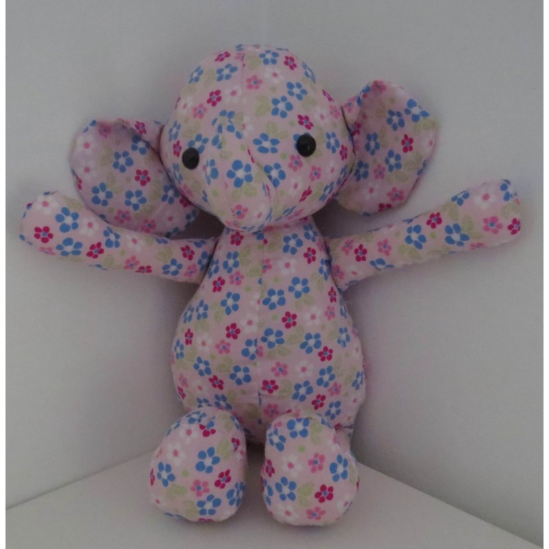 knuffel olifant roze gebloemd 36cm