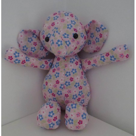 knuffel olifant roze gebloemd 36cm
