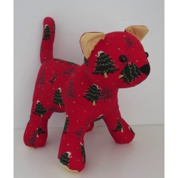 knuffel kat kerst rood  35/25cm