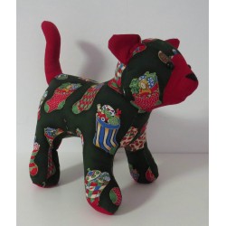 knuffel kat groen kerstsokken 35/25cm