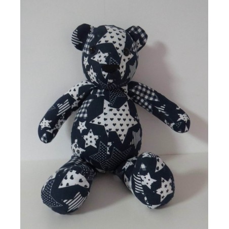 knuffel beer donker blauw met sterren 46cm
