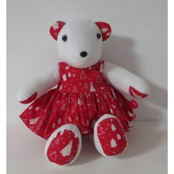 knuffel beer 36cm met kerstjurk rood