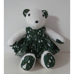 knuffel beer 36cm met kerstjurk groen