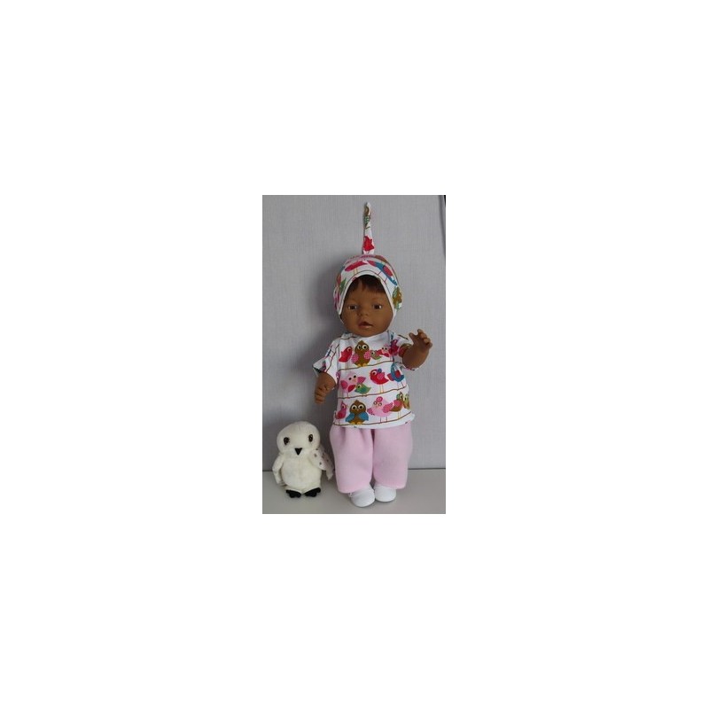 complete set roze met vogels gestreept baby born 43cm