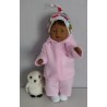 complete set roze met vogels gestreept baby born 43cm