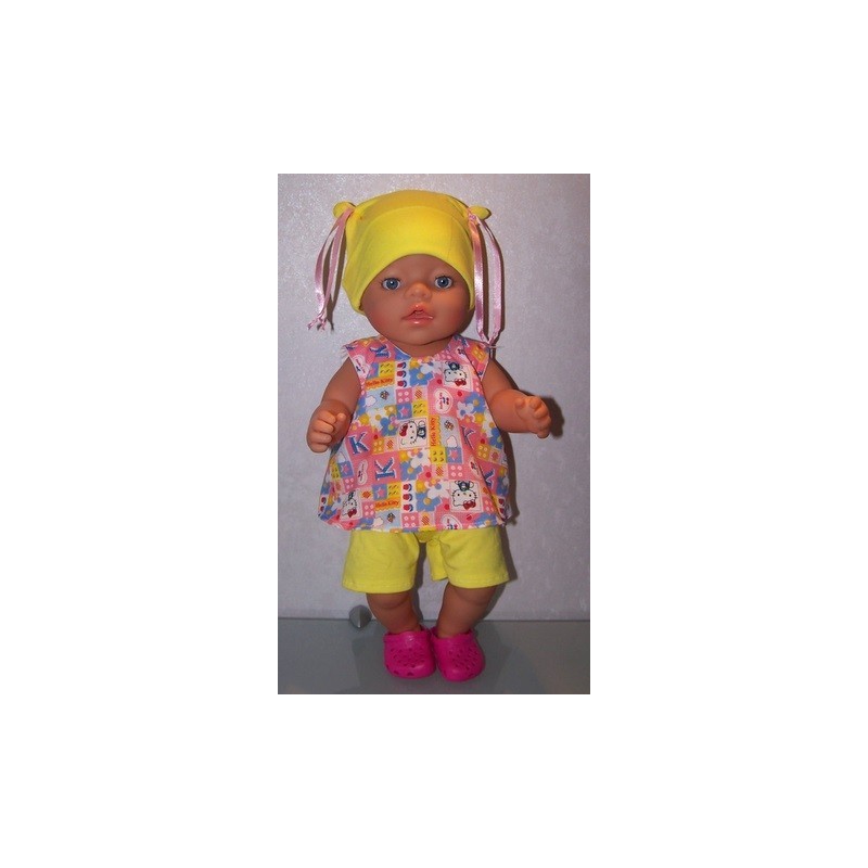 hes setje hello kitty roze geblokt baby born 43cm