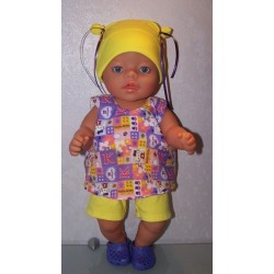 hes setje hello kitty lila geblokt baby born 43cm