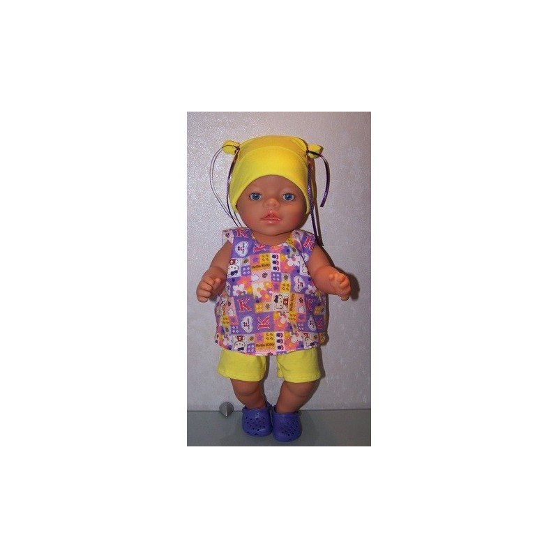 hes setje hello kitty lila geblokt baby born 43cm