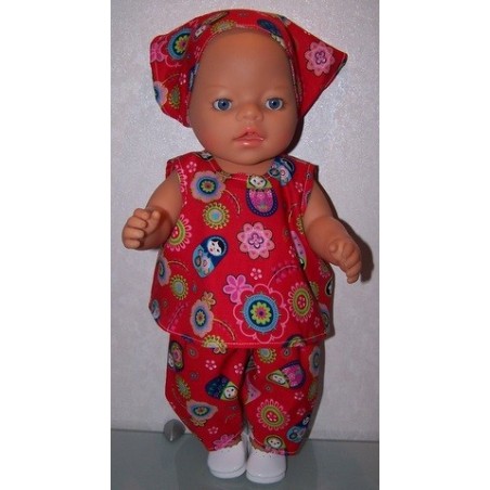 hes setje rood matroeska  baby born 43cm