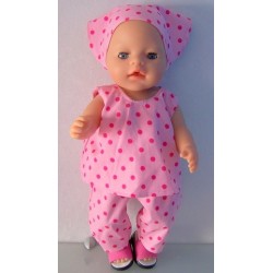 hes setje roze polka dots hard roze baby born 43cm