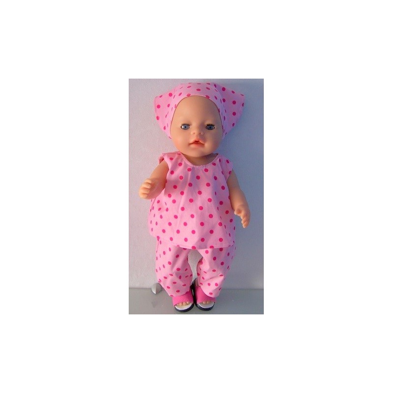 hes setje roze polka dots hard roze baby born 43cm
