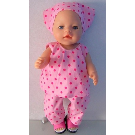 hes setje roze polka dots hard roze baby born 43cm