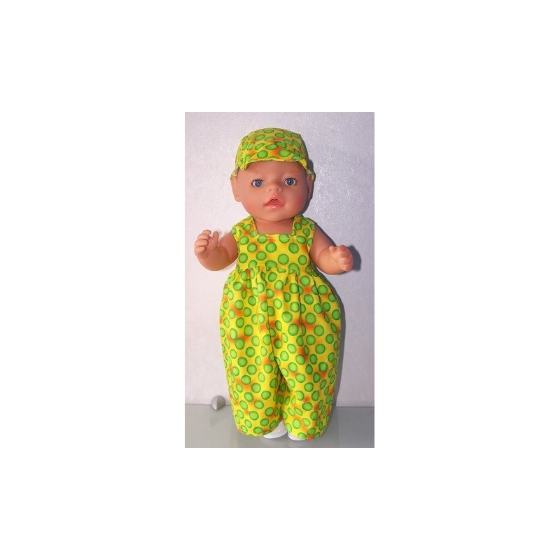 ballonbroek geel polka dots groen baby born 43cm