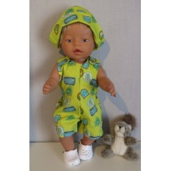 strandpakje classic cars groen baby born 43cm