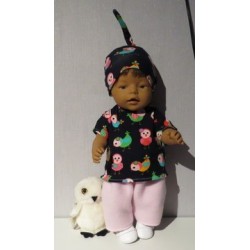 complete set roze met vogels zwart baby born 43cm