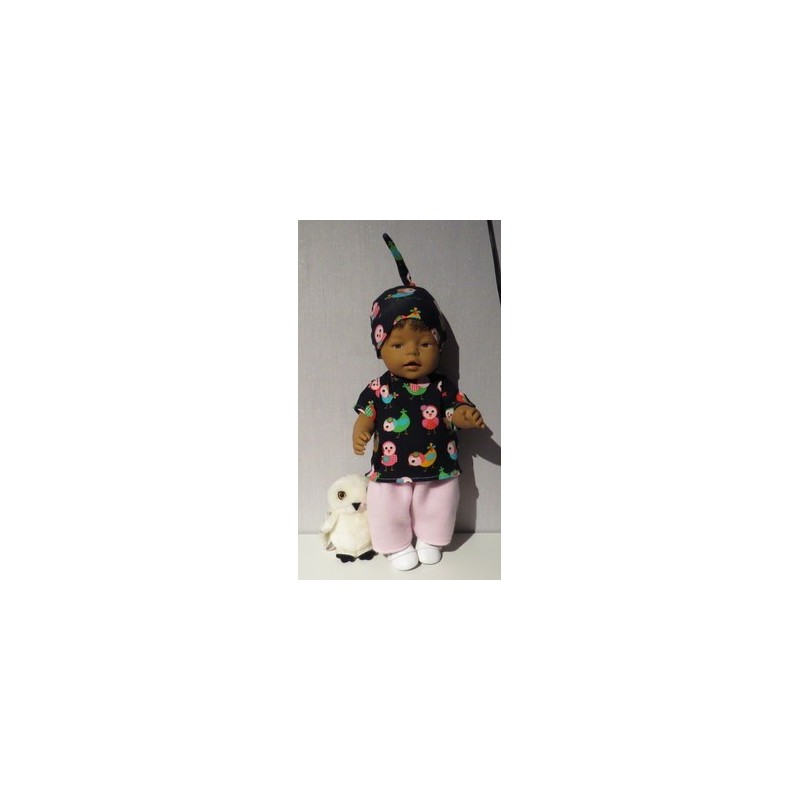 complete set roze met vogels zwart baby born 43cm