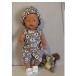 strandpakje grijs dieren baby born 43cm