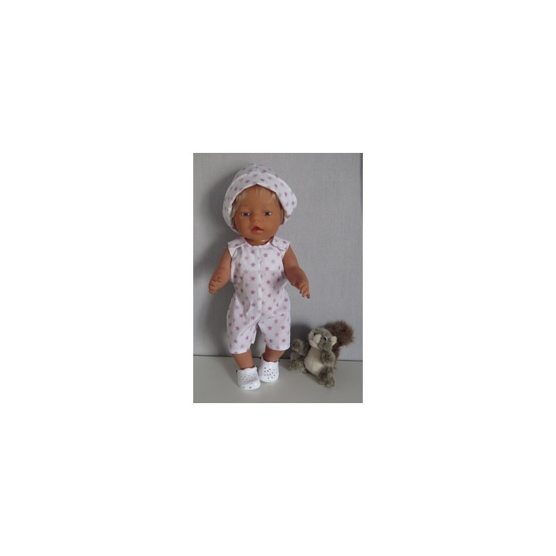 strandpakje met sterren roze  baby born 43cm