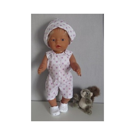 strandpakje met sterren roze  baby born 43cm